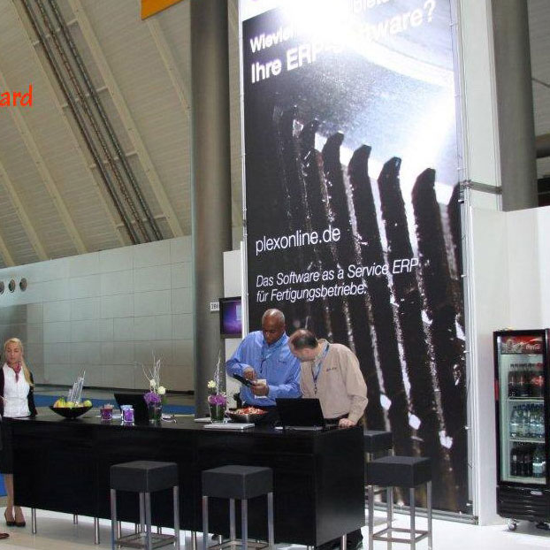 trade show booth wall set up in hall