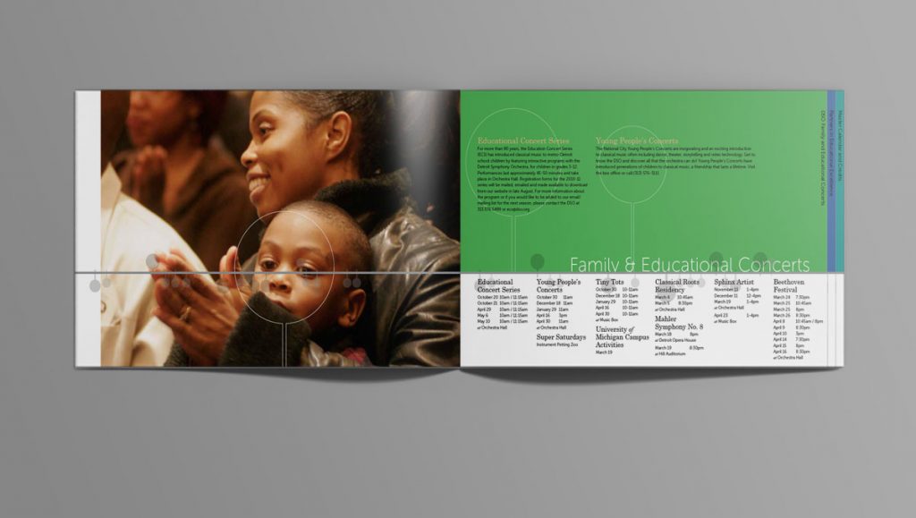 page design spread with staggered pages and calendar